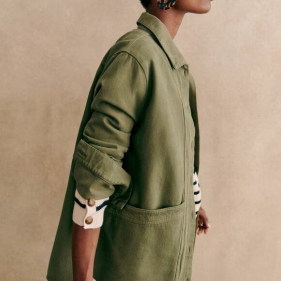 Sezane Will Jacket in Cotton Khaki green size small - Picture 2 of 5